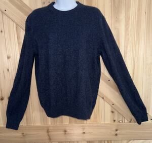 Spring + Mercer 100% Cashmere Heather Navy Blue Crew Neck Long Sleeve Sweater L